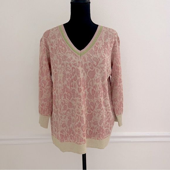 Gabby Isabella Metallic Pink Leopard Sweater - Picture 2 of 12
